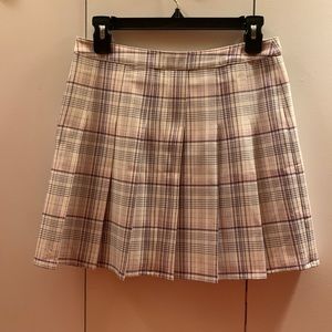 BP Cute Cream Tartan Plaid Pleated Mini Skirt